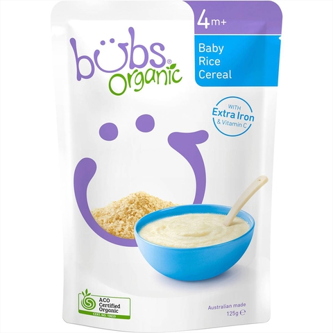 Bubs Organic Baby Rice Cereal Iron Vitamin C 125g