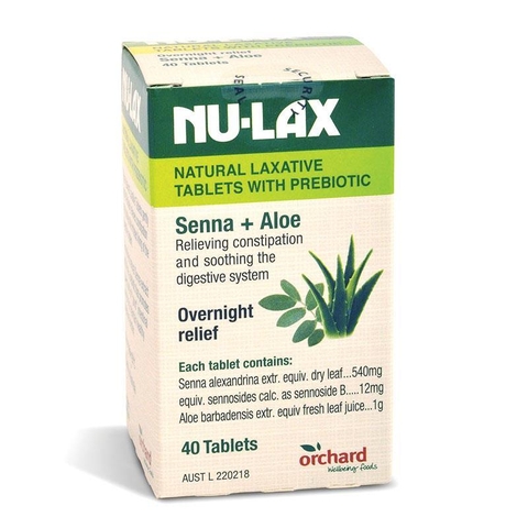 Nulax Natural Laxative With Prebiotic Senna + Aloe 40 tablets