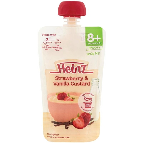 Heinz Baby Weaning Powder Strawberry & Vanilla Custard Pouch 120g