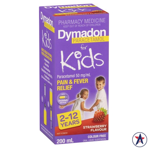 Reduce painful Summer fever give young from 2 to 12 years old Dymadon for Kids Strawberries 200ml