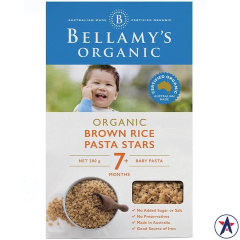Star-shaped pasta for babies Bellamy's Organic Brown Rice Pasta Stars 200g