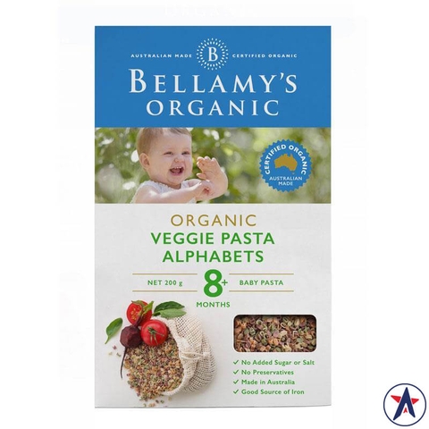Organic Veggie Pasta Alphabets for babies Bellamy's Organic Veggie Pasta Alphabets 200g