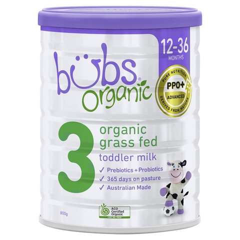 Bubs Organic Milk No. 3 Grass Fed Toddler 800g for children 1 to 3 years old
