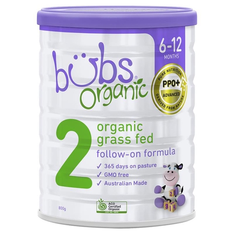 Bubs Organic No. 2 Grass Fed Follow On Milk 800g for children 6-12 months