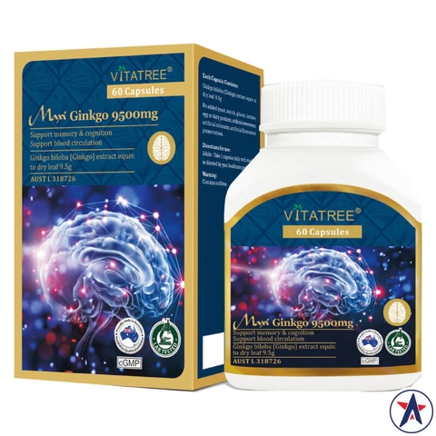 Increase brain circulation Vitatree Mega Ginkgo 9500mg Max 60 tablets