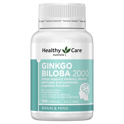 Ginkgo Biloba 2000 Healthy Care Australian brain supplement 100 tablets