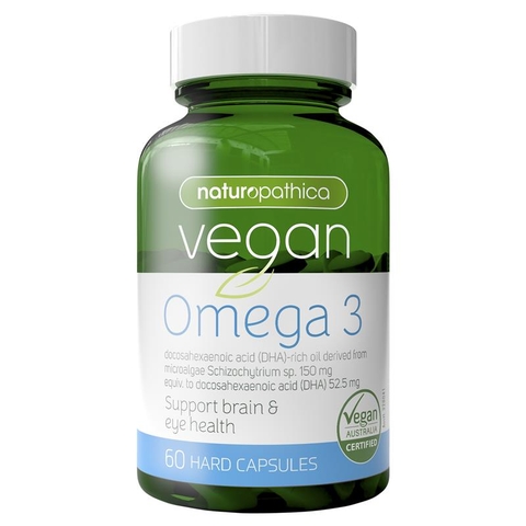 DHA rich algae oil Vegan Omega 3 Naturopathica 60 capsules