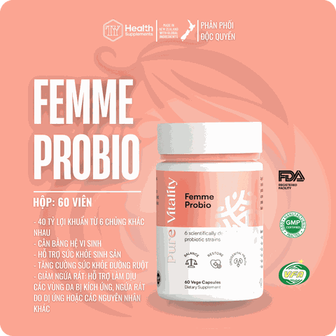 TPBVSK - Femme Probio - Tăng cường sức khỏe đường ruột, sức khỏe đường sinh dục nữ, hỗ trợ lợi khuẩn (60 viên/ lọ)