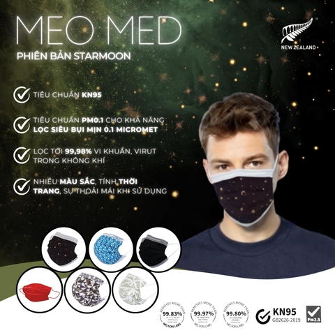 [Combo 100 cái] Khẩu Trang MEO MED Kháng Khuẩn Thời Trang – Thiết Kế 3 Lớp, Đeo Thoáng Khí, Nhiều Màu, Gói 10 chiếc