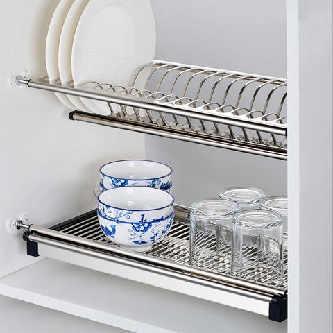 Giá bát đĩa cố định 2 tầng chữ V Inoxen BV60/70/80/90