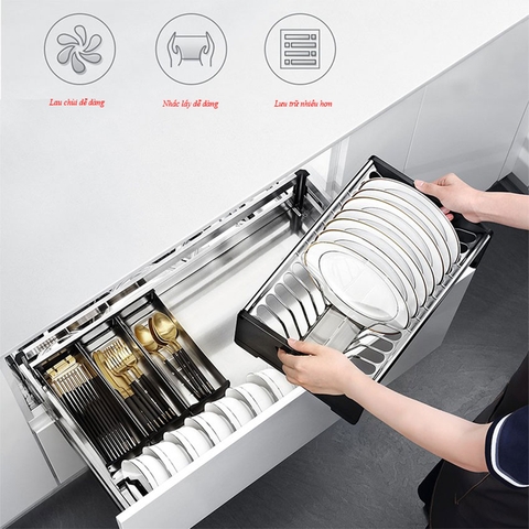 Giá bát đĩa, thìa dĩa đũa inox hộp Inoxen BH71/91