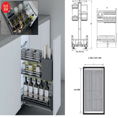 Giá dao thớt đa năng nan oval quả trám Inoxen EV5030/35/40