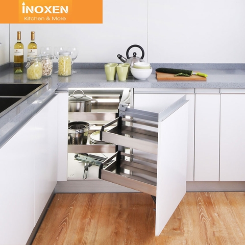 Kệ góc liên hoàn inox hộp Inoxen KGH-90L/R