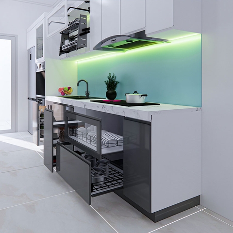 Tủ bếp hiện đại chữ I dài 3.85 mét