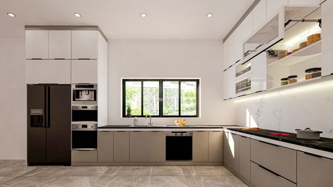Tủ bếp hiện đại chữ U dài 13.3 mét