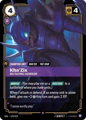 Riftbound TCG - Unleashed - Kha'Zix - Mutating Horror (143/219) Foil
