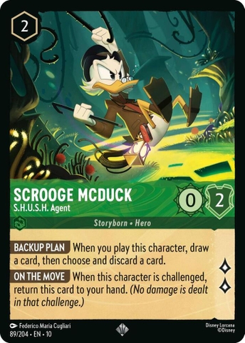 Disney Lorcana ~Whispers in the Well~ Scrooge McDuck - S.H.U.S.H. Agent (89/204) Cold Foil