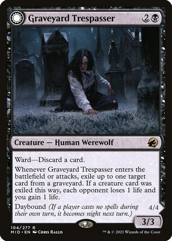 Magic: The Gathering - Innistrad: Midnight Hunt - Graveyard Trespasser // Graveyard Glutton (104)