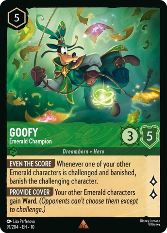 Disney Lorcana ~Whispers in the Well~ Goofy - Emerald Champion (91/204)