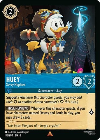 Disney Lorcana ~Fabled~ Huey - Savvy Nephew (138/204) Cold Foil