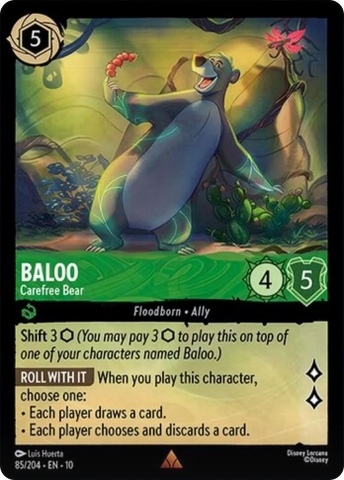 Disney Lorcana ~Whispers in the Well~ Baloo - Carefree Bear (85/204) Cold Foil