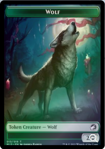Magic the Gathering - Innistrad: Midnight Hunt - Elemental Token // Wolf Token - FOIL