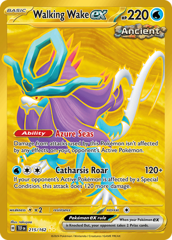 Pokemon TCG - Scarlet & Violet: Temporal Forces - Walking Wake ex - 215/162 - Gold Secret Rare