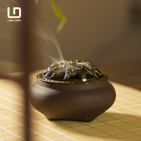 LƯ XÔNG TRẦM LIÊN HOA GỐM NGỌC 6 MÀU