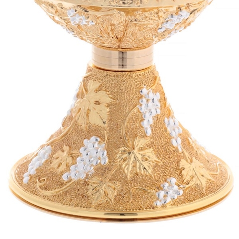 Chén lễ Italy CLXV1490 Bữa tiệc ly và Vườn Nho Vàng điểm bạc