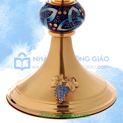 Chén Lễ Italy xi vàng CLXV407 Mẫu hoa văn gốm sứ và chùm nho