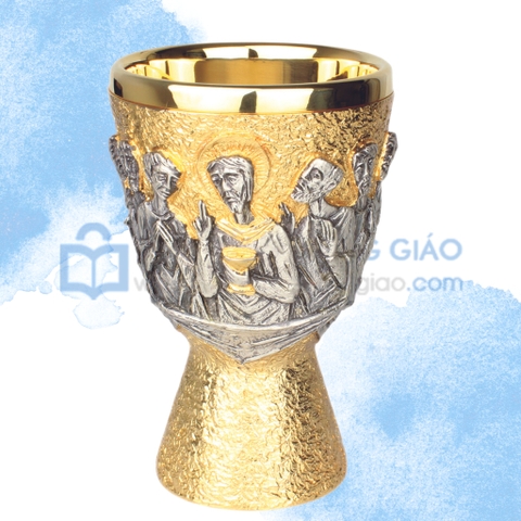 Chén Lễ Italy xi vàng CLXV6408 Mẫu chạm khắc Bữa Tiệc Ly 18cm