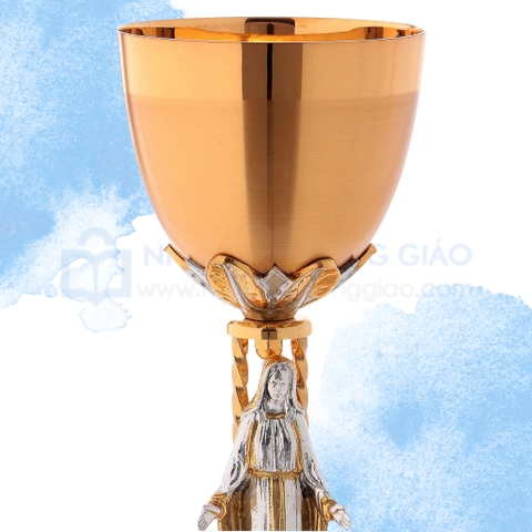 Chén lễ Italy mạ bạc và vàng CLXV077 Mẫu Đức Mẹ Ban Ơn 20cm