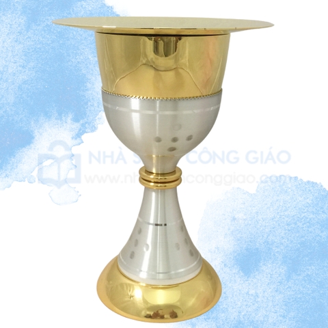 Chén lễ xi vàng CLXV071 Mẫu bạc xi vàng Italy chấm mờ 17cm