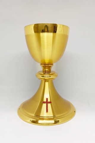 Chén lễ xi vàng CLXV031 Mẫu Thánh Giá Đỏ 19cm