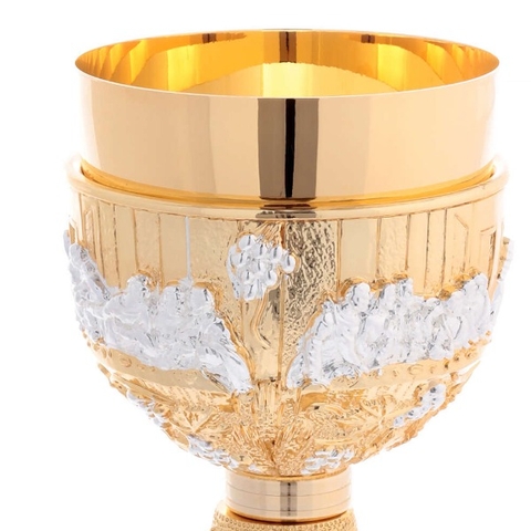 Chén lễ Italy CLXV1490 Bữa tiệc ly và Vườn Nho Vàng điểm bạc