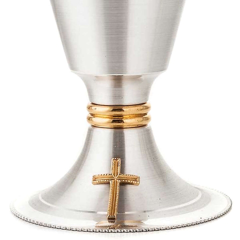 Chén lễ xi vàng CLXV076 Mẫu thánh giá 15cm