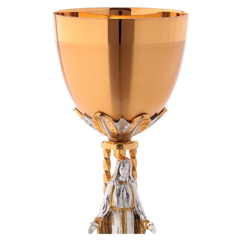 Chén lễ Italy mạ bạc và vàng CLXV077 Mẫu Đức Mẹ Ban Ơn 20cm