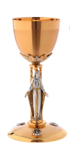 Chén lễ Italy mạ bạc và vàng CLXV077 Mẫu Đức Mẹ Ban Ơn 20cm