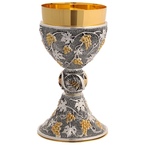 Chén Lễ Italy Italy xi vàng CLXV1305 Mẫu chiếc lá chùm nho mạ vàng 20cm