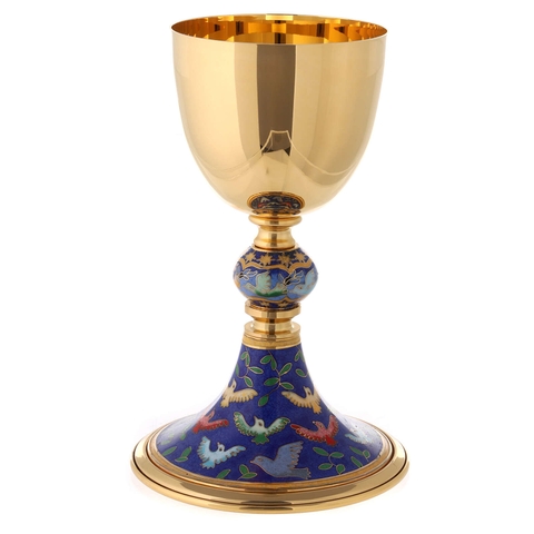 Chén Lễ Italy CLXV1405 Đế Tráng Men Xanh Họa Tiết Chim Bồ Câu