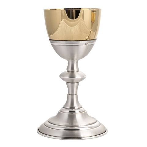 Chén lễ Italy xi vàng CLXV337 Mẫu tinh tế nền bạc 19cm
