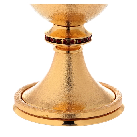 Chén lễ Italy xi vàng CLXV347 Mẫu tay nắm đá viền đỏ 19cm