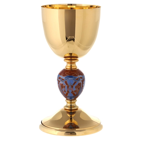 Chén Lễ Italy CLXV0405 tay nắm tráng men chữ IHS và Chi-Rho