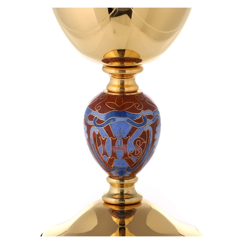 Chén Lễ Italy CLXV0405 tay nắm tráng men chữ IHS và Chi-Rho