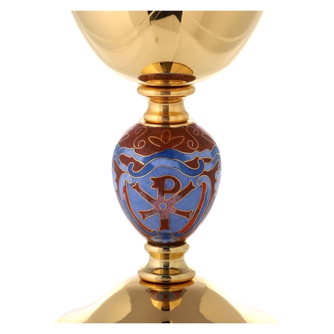 Chén Lễ Italy CLXV0405 tay nắm tráng men chữ IHS và Chi-Rho