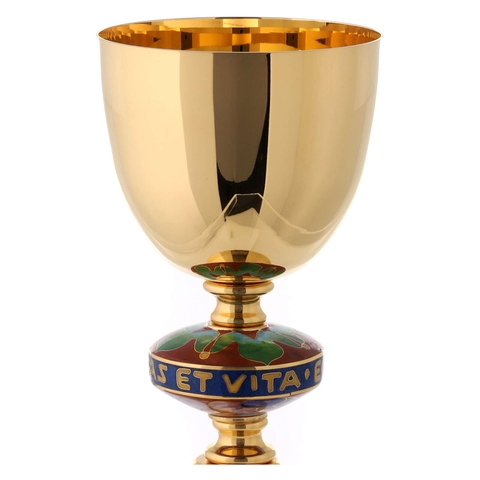 Chén Lễ Italy CLXV1406 Tay nắm Tráng Men Chữ Xanh