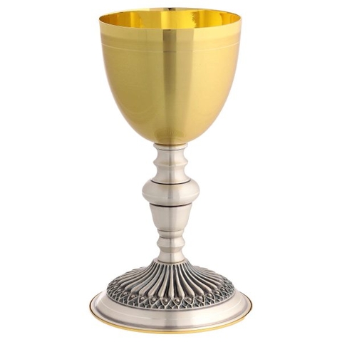 Chén Lễ Italy xi vàng CLXV745 Thanh lịch mẫu khắc hoa văn 19.5cm