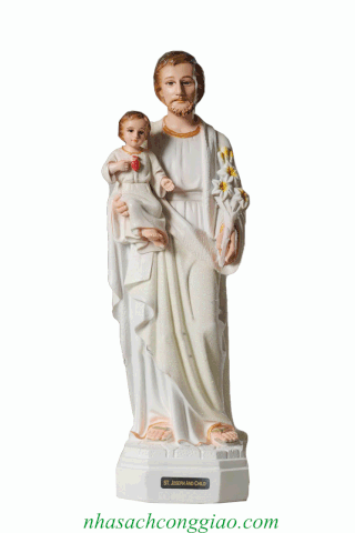 Tượng Thánh Giuse bế Chúa 40cm màu trắng