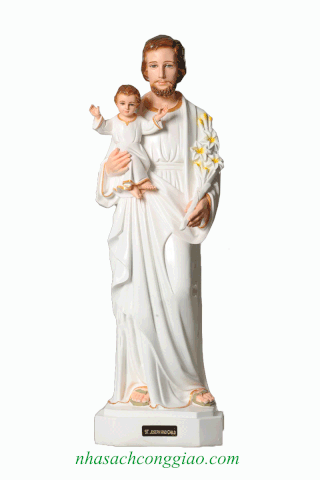 Tượng Thánh Giuse bế Chúa 80cm màu trắng
