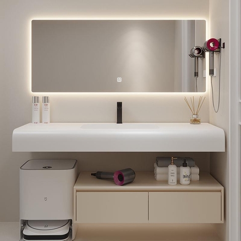 Tủ chậu lavabo liền khối 2 tầng